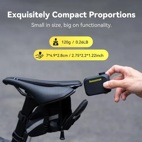 Vista 3 de Tiny Pump Bike Pump with Gauge Portable Ultra-Mini 120PSI Electric Bicycle Pump Type-C Rechargeable Battery