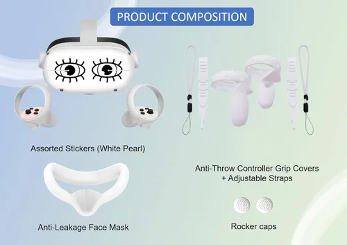 Vista 2 de Clean VR Funda de auriculares y controlador compatible con auriculares Oculus Quest 2Meta + cubierta protectora de agarre para la cara