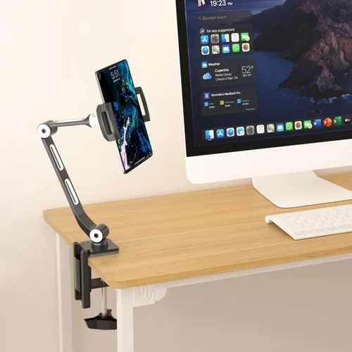 Vista 6 de suptek Soporte de escritorio de aleación de aluminio para teléfono celular, soporte para tableta de 360° y soportes ajustables para iPad, iPhone