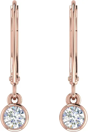 Vista 2 de Aretes colgantes de diamante de 12 a 34 quilates en oro de 14 quilates, con certificación IGI
