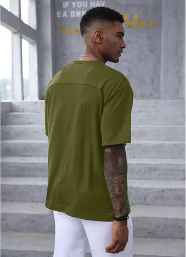 Vista 5 de YawYews Camisetas atléticas de moda para hombre, de manga corta, casual, lisas, holgadas, para entrenamiento, gimnasio, ropa de calle