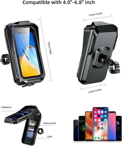 Vista 5 de Kewig Soporte de teléfono para bicicleta con visera solar y pantalla táctil