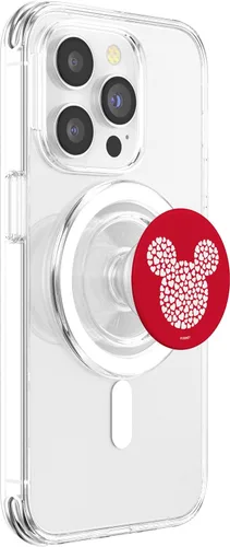 Vista 3 de Disney Icono de Mickey Mouse relleno de corazones en rojo PopSockets MagSafe PopGrip para iPhone