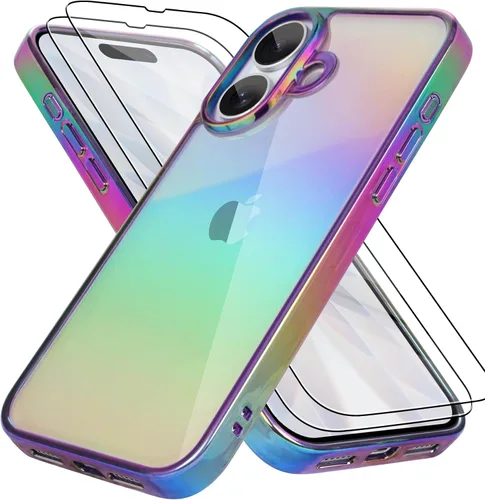 Vista 7 de Bonoma Funda magnética para iPhone 13 【Soporte para Magsafe】Protector de cámara de lujo de cristal fluorescente iridiscente con láser brillante + 2