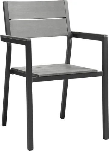 Vista 2 de Modway Sillas de dos brazos de aluminio para patio al aire libre de Maine en gris marrón