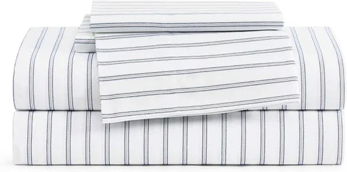 Vista 10 de Tommy Hilfiger - Sábanas para cama individual, ropa de cama de percal de algodón crujiente y fresca con funda de almohada a juego, juego de cama