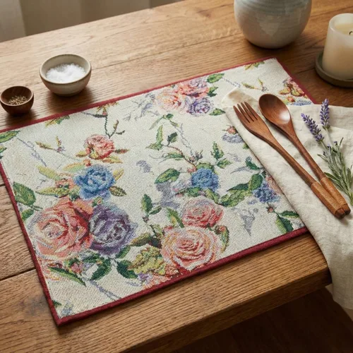 Vista 20 de DaDa Bedding - Juego de 4 manteles individuales de algodón y lino para mesa de comedor, 13 x 19 pulgadas