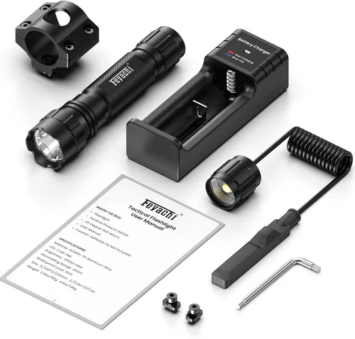 Vista 4 de Feyachi FL22 linterna táctica de 1200 lúmenes con luz led M Lock montaje con riel Ar linterna con interruptor de presión