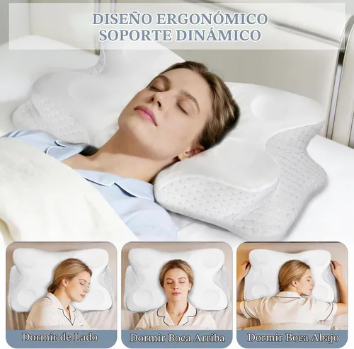 Vista 4 de CCidea Almohadas cervicales para el cuello para dormir y aliviar el dolor, almohada ergonómica de espuma viscoelástica de contorno para dormir
