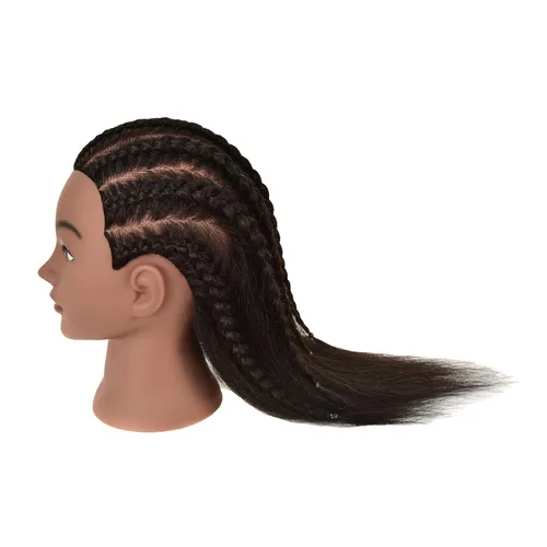 Vista 5 de RIHANNAHAIR - Cabello humano 100% real estilo afro, incluye cabeza de maniquí para peluquería: prácticas de estilismo, trenzado, rizado, estilizado