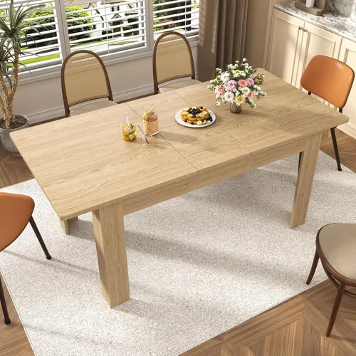 Vista 2 de jiteentarou Mesa de comedor extensible para 6-8 personas de 59 a 86 pulgadas, mesas ampliables de 86 pulgadas de largo para espacios pequeños, mesas