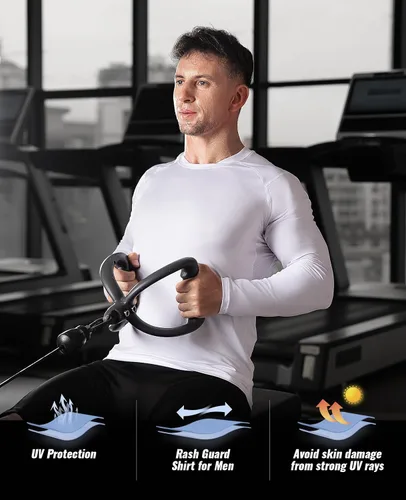 Vista 5 de Niksa Paquete de 25 camisetas de compresión para hombre, camiseta de compresión de manga cortalarga, camiseta de entrenamiento para hombre