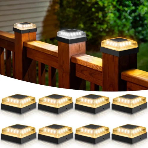 Vista 10 de Luces solares para postes de madera y vinilo de 4 x 4, paquete de 2 Negro mate