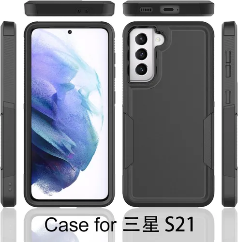 Vista 9 de Funda para Samsung Galaxy S21: funda protectora de doble capa resistente para teléfono celular, a prueba de golpes, con protector de pantalla