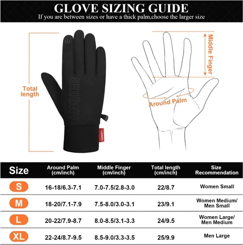 Vista 7 de LANYI Guantes de invierno para correr, ligeros, con pantalla táctil, antideslizantes, resistentes al viento, guantes de ciclismo, trabajo, guantes