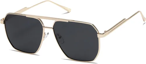 Vista 13 de kimorn Gafas de sol polarizadas para mujer y hombre, retro, de gran tamaño, cuadradas, vintage, clásicas, grandes, de metal, K1221