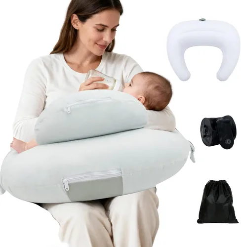 Vista 9 de KAKIBLIN - Almohada de lactancia inflable con correa, almohadas de lactancia materna Elefante
