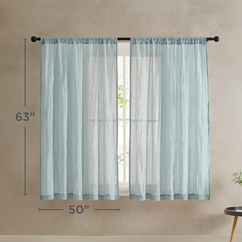 Vista 2 de French Connection - Cortina para ventana, juego de 2 paneles, semitransparente, decoración moderna del hogar, cortinas para sala de estar, comedor