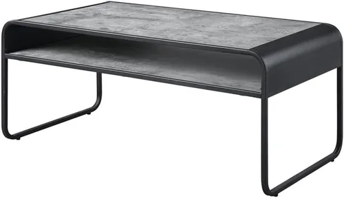 Vista 5 de Acme Muebles Mesa de centro rectangular con estante abierto, gris concreto y negro