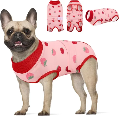 Vista 16 de KOESON Traje de recuperación de cirugía ligero y suave para perros pequeños Rosa claro leopardo