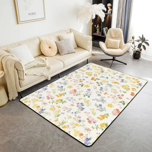 Vista 10 de Feelyou Boho Geometric Area Rug 3x5 Kids Tropical Leaves Decorative Rug for Boys Girls Teens Botanical Nature Theme Living Room Rugs Luxury Modern