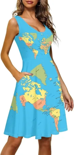 Vista 2 de Vestido casual de verano sin mangas hasta la rodilla para mujer