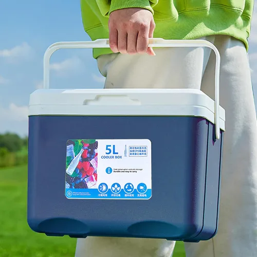 Vista 5 de Enfriador portátil para acampar con asas de 5 litros, enfriador de hielo pequeño y duro, a prueba de fugas, para exteriores, mantiene el hielo hasta