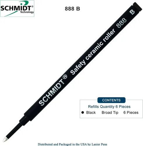 Vista 2 de Schmidt 888 - Recambio de cerámica de seguridad, tinta negra (punta ancha de 0.039 in), paquete de 6