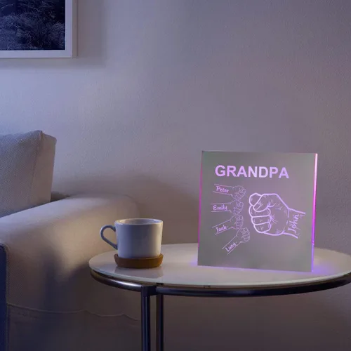 Vista 3 de Espejo personalizado con nombre del puño, letrero del día del padre, espejo acrílico personalizado de 1 a 10 nombres, espejo de pared para abuelo