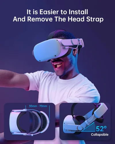 Vista 4 de ToyBag Head Strap with 6000mAh Battery Compatible with Oculus Quest 2, Adjustable Elite Head Strap for Enhanced Support and Extending Game time in VR