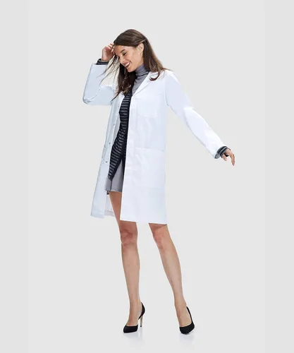 Vista 4 de Dr. James Lab Coat, 100% Cotton, Unisex, Multiple Pockets, Classic Fit, 39 Inch Length, White