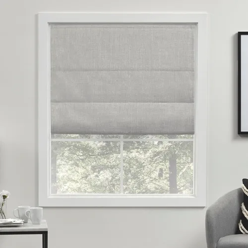 Vista 16 de Exclusive Home - Persiana Acadia 100% blackout de poliéster estilo romana, 23"x64", plata