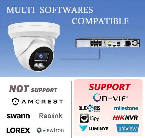 Vista 9 de Cámara de torreta IP PoE 4K 8MP al aire libre 24/7 versión nocturna a todo color 0.1 in 105° gran angular, H.265, IP67, compatible con Uniview NVR