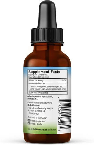 Vista 2 de Apoyo inmunológico de 1 oz con Ashwagandha para y suplementos herbales de cúrcuma, gotas naturales de refuerzo inmunológico para niños