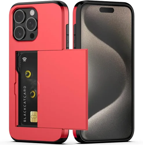 Vista 53 de Nvollnoe Compatible con iPhone 15 Funda con ranura para tarjetas, resistente, protectora de doble capa, a prueba de golpes, ranura oculta