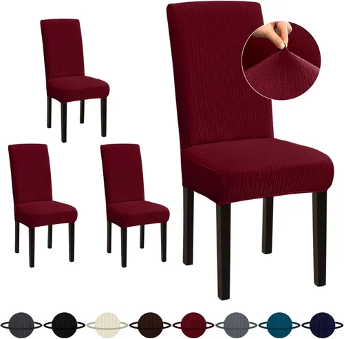 Vista 75 de Sufdari Juego de 4 fundas para sillas de comedor, color beige, antideslizantes, de elastano, elásticas, para comedor, hotel (Grande)