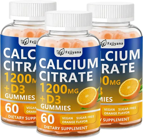 Vista 9 de (2 unidades) Citrato de calcio con gomitas de vitamina D3, suplemento de calcio de 1200 mg para mujeres y hombres, apoya la salud de los huesos