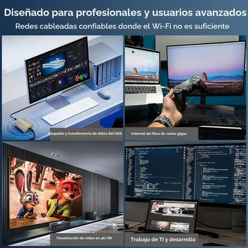 Vista 4 de WAVLINK Adaptador Ethernet USB4 a 10Gbps, adaptador de red Ethernet USB-C a 10G con chip AQC113, compatible con Thunderbolt 3/4/5 y USB4, para Mac