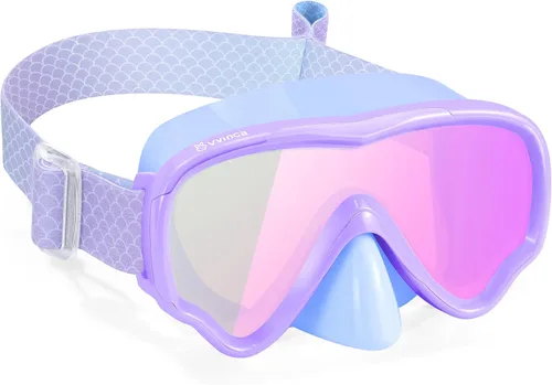 Vista 29 de Vvinca Kids-Goggles with Nose Cover, Diving Mask Elastic Fabric Strap Anti Fog Anti Shattered Lens for Kids Swim Goggles 3-14