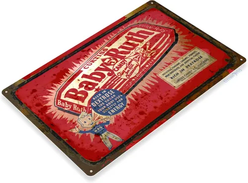 Vista 2 de Tinworld Letrero de lata: Baby Ruth Chocolate Candy Bar Retro Cocina Cottage Farm Sign C375
