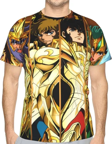 Vista 4 de Saint Anime Seiya - Camiseta de manga corta para hombre, suave, casual, unisex, cuello redondo, camiseta de entrenamiento