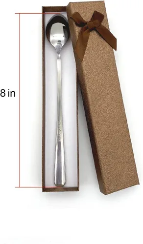 Vista 5 de Papa's Ice Cream Plow - Divertida cuchara grabada de acero inoxidable, cuchara de té de café con mango largo, para postre para helado, para papá