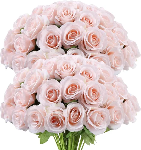 Vista 10 de LVEFIT - 12 rosas artificiales de otoño para decoración de otoño Beige