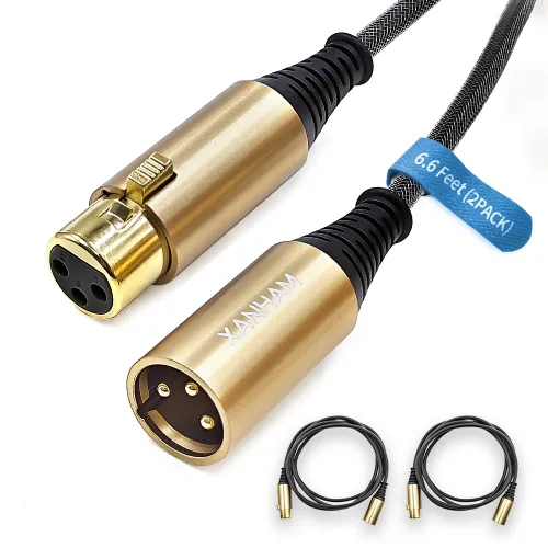 Vista 11 de Cable XLR de 3.3 pies/3.3 ft de micrófono de 3 pines hembra a macho, cable blindado equilibrado, trenzado de fibra con cable de micrófono de cobre