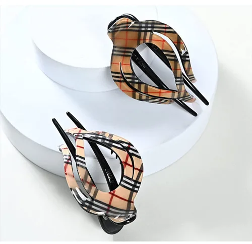 Vista 5 de 2 pinzas para el cabello con forma de corazón para cola de caballo, pasadores elegantes para mujeres, accesorios para el cabello rizado (celosía)
