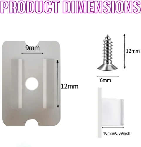 Vista 2 de dobestyou 100 clips de luz LED de neón, hechos de plástico PP con tornillos, compatible con tiras de neón LED de 0.236 x 0.472 pulgadas