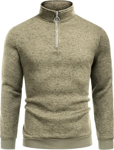 Vista 4 de COOFANDY Sudadera de punto con cremallera de un cuarto para hombre, suéter térmico de punto casual ajustado