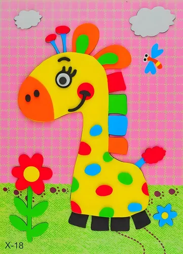 Vista 4 de Juego de rompecabezas de 20 piezas de calcomanías de espuma EVA 3D, juguetes educativos de aprendizaje de animales de dibujos animados para niños