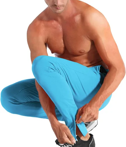 Vista 4 de Brokig - Pantalones deportivos con cremallera para hombre, pantalones casuales para entrenamiento y gimnasia, cómodos pantalones de chándal