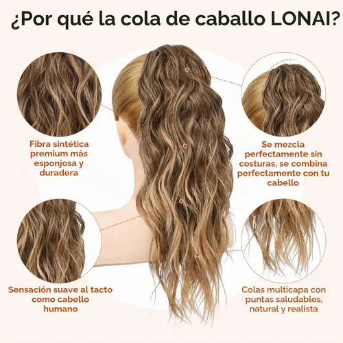 Vista 3 de LONAI Extensión de cola de caballo, extensiones de cola de caballo de 18 pulgadas con clip de garra ondulada ZJ001, longitud al hombro, extensiones